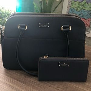 Kate Spade Blue Satchel Handbag w/matching wallet